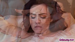 Christie gets aroused from Freya's masturbation