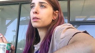 Sexy amateur redhead teen double dildo action