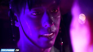 Sexy Anime Cosplay Parody: Titus Low as Mystery Saja Pounds Melody Marks with Deep Throat,