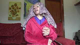 This Turkish Granny Is Shocked!!! I Take Out My Big Black Cock in Front of Her and She Loved It.