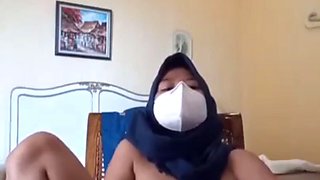 Hijab After Work Horny Plugging Vagina with Vibrator