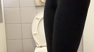 Compilation Girl in Black Skinny Jeans Piss in Public Toilets Daily Pad in Panties