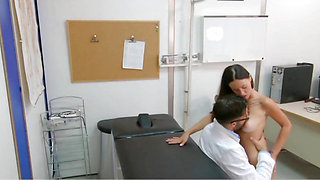 Dirty doctor fucks the young busty patient and cums inside her mouth