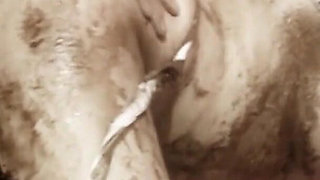 Smeared Girls Scene 4: Big-ass Brunette in Lingerie Covered in Chocolate Fucking Hard Until Facial