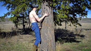 This Redneck Man Screwed A Fleshlight Strapped To A Tree In A Pine Forest! / Blue Jeans / Boots