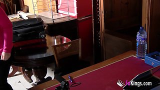 Fooled college girl looks for a job as a waitress or babysitter