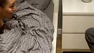 Cuckold Creampie Cleanup, Wife Fucks Neighbor in Front of Husband