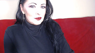 Closeup smoking red glittered lipstick