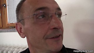 Kinky cuckold watching teen wife jumps another cock