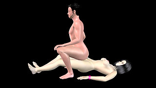 Animated 3D Porn - Asian Man Riding Strap on in Ass by Beautiful Girl