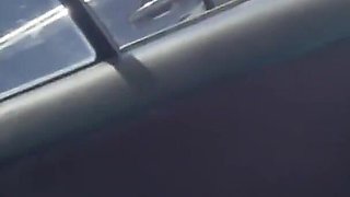 Dickflash Cum on Her Face on Parking Lot After Flashing Blowjob