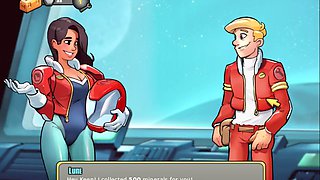 Buxom redhead teens enjoy a sauna joyride in space with Games Porny