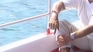 Hot Busty MILF Fucked on the Boat and Cummed on Pussy by Huge Vintage Cock
