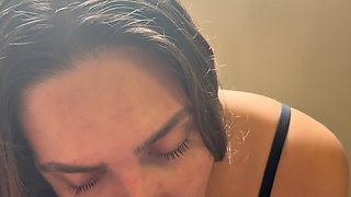 She sucks like a slut until she drinks milk