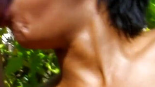 Horny Brunette Ebony Enjoys in Great Interracial Action