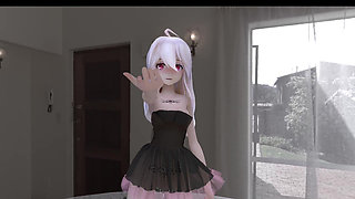 [mmd] 弱音chocolate Cream Black Stockings; Dress; Butt Plug; Anal Beads; Erotic Tattoos