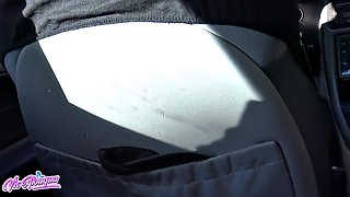 Busty French Brunette Vic Alouqua Fingers Pussy in Car Window While Big-Tits Passersby Watch and Squ