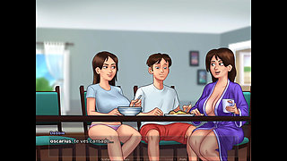 Stepmom vs stepdaughter, a tenant arrives at the house and they both want him - summertime saga