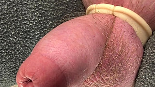 Giant uncut cock up close.  No hands.