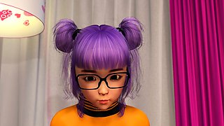 Japanese nerd schoolgirl in glasses fucked in candy room