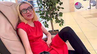 He pays shy Russian girl Helgi Verhiniz for a wild public toilet orgy with massive squirts on the floor