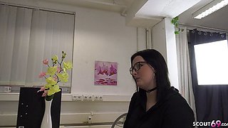 German female Teacher show Curvy Teen how to Suck in Threesome