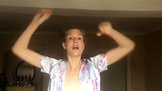 Amateur redhead masturbates then gives a blowjob
