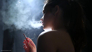A Little Bit Naked Smoking Girl