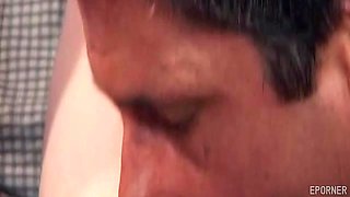 Sensual brunette shares vintage old man blowjob cumshot passion