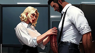 Sexy Secretaries Stroke Big Black Cocks At Work All Day