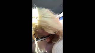 Real Hooker With Glasses Kneels in Public for Old Man's Cum Load - Amateur Blowjob & Cum in Mouth