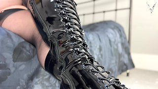 Shiny Pvc Pleasers & Your Pathetic Mouth - POV Boot Worship by Empress Catastrov