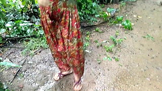 Sister Outdoor Pissing and getting Fucked In the Farm Bathroom by Daddy