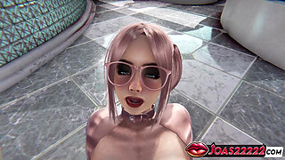 Carola Anime Girl with Big Tits in Pink 3D Hentai - Breast Massage POV, Wet Pussy Licking, Double Hole Masturbation Toys