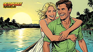 Sexy White Wife Tastes a Big Black Cock in Front of Her Cuckold Husband. Cartoon Comic Story