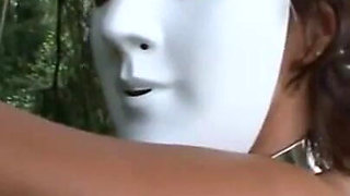Humiliating whipping with masked girl