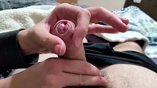Shy Teen GF Edging Handjob Makes Him Explode Cum Everywhere - Ninaandevan