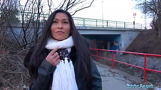 Public Agent Hot Thai beauty fucked hard in horny gas station toilet fuck