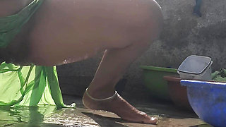 Elder step-sister&#039;s daughter bathes naked in bathtub in open bathroom of maternal uncle&#039;s house