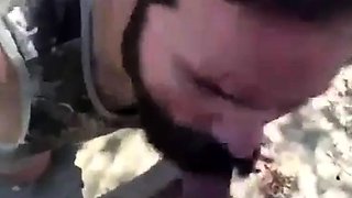 Bearded Daddy Gives Facial in the Woods
