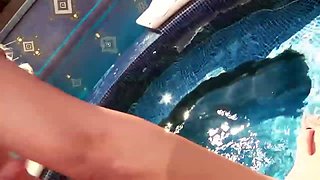 Sexy redhead being nailed by the pool