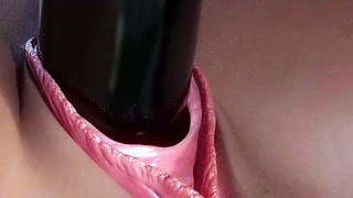 Lesbians having sex in a night club with a dildo
