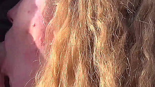 Horny Chick Sucking Multiple Cocks Outdoors
