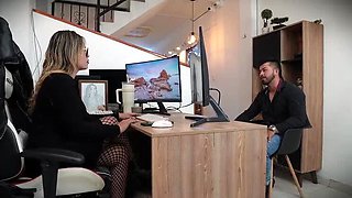 Amateur Teen Gets Job Rejection Then Shows Boss Her Pussy - Office Blowjob & Cowgirl Fuck
