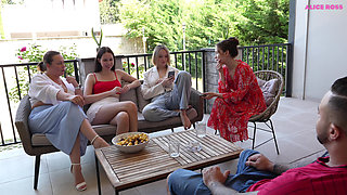 Cute Young Girl Publicly Fucked by an Italian Guy with a Huge Cock on a Summer Patio!
