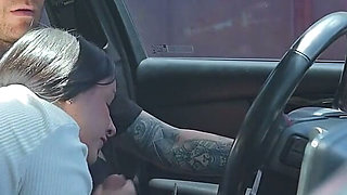 Stepdad Fingers Naughty Stepdaughter on Their Way Home From College