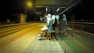 Risky Bus Stop Sex with Young Stepsis - Big Tits Latina Gets Creampie & Orgasm