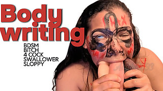 Body Writing Bich BDSM 4 Cocks Fuck My Slave Throat