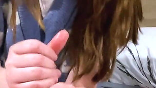 British 18 year old student gives an oily handjob