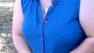 Short and thick brunette outdoor pissing and public flashing